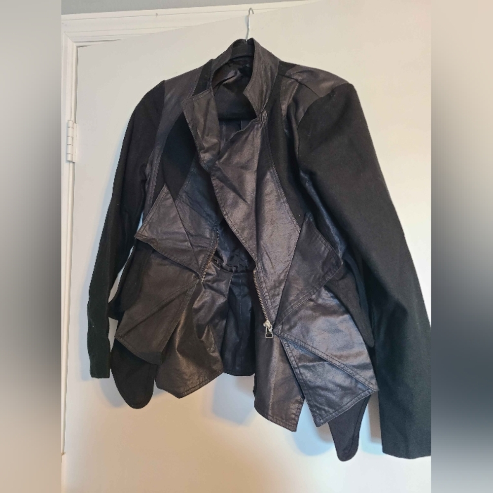 RYU Anthropologie Black Vegan Leather Coat/Jacket Size Small